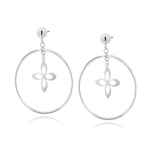 Cercei argint lungi cu cerc si floare DiAmanti Z1824ER-DIA (Argint 925‰ 3,6 g.)